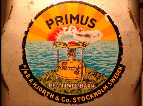 Primus photo logo Photo of the Primus logo printed on an old stove. One stove that was very important to Inuit people.