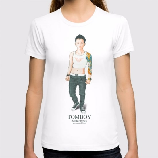 Camiseta LGBT, color blanco, diseño Tomboy