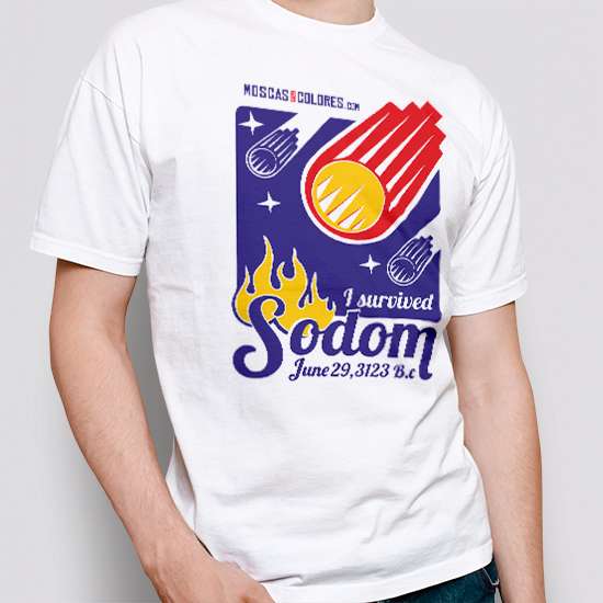 Funny t-shirt, white color, design I Survived Sodom