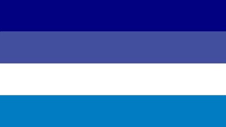 The goy flag is composed of several stripes with different blues and one white.